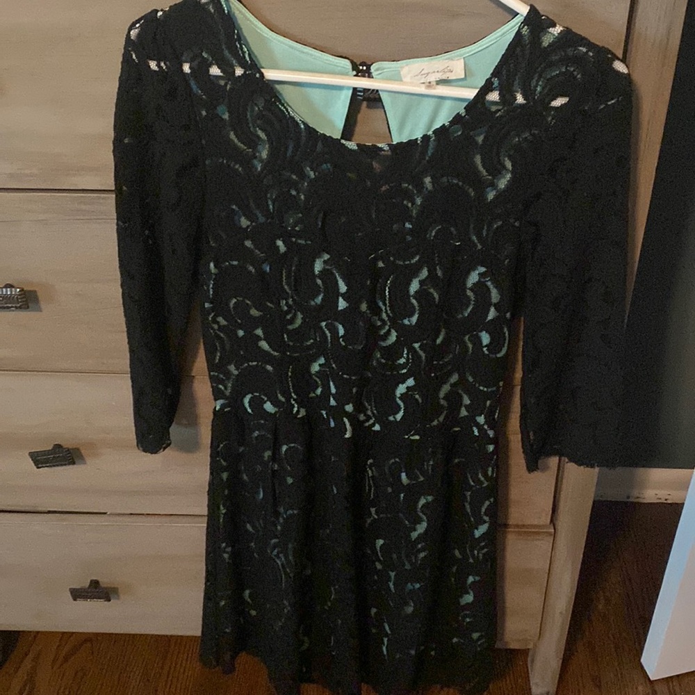 Black lace long sleeve cocktail dress